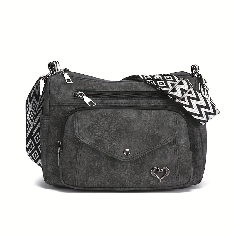 TEMU Women's Crossbody Bag Large Capacity With Adjustable Strap & Multiple Pockets - Retro Zippered Shoulder Purse Suitable For Daily Use,,, Travel,