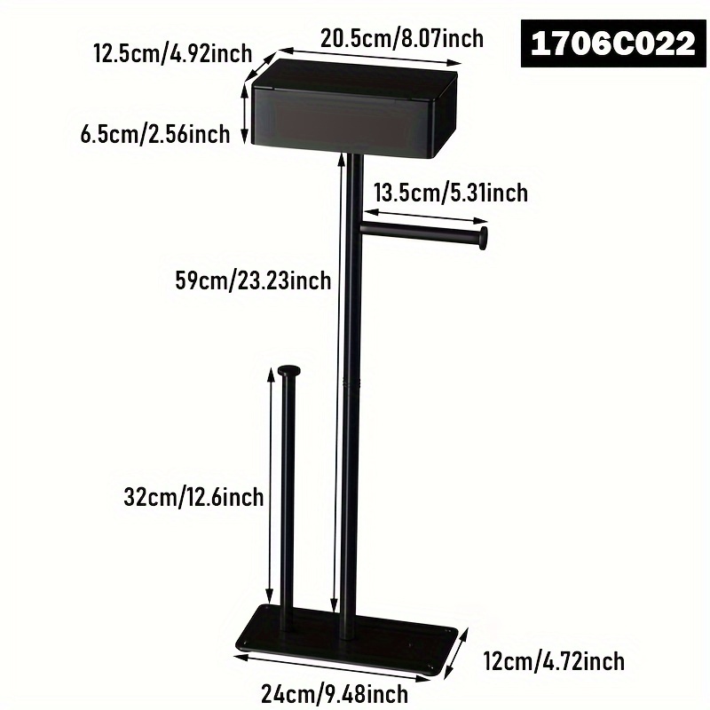 Image of Space-saving Freestanding Toilet Paper Holder With Spare Roll Storage - Self-adhesive, Wrought Iron Bathroom Accessory, Christmas/halloween Gift Decoration