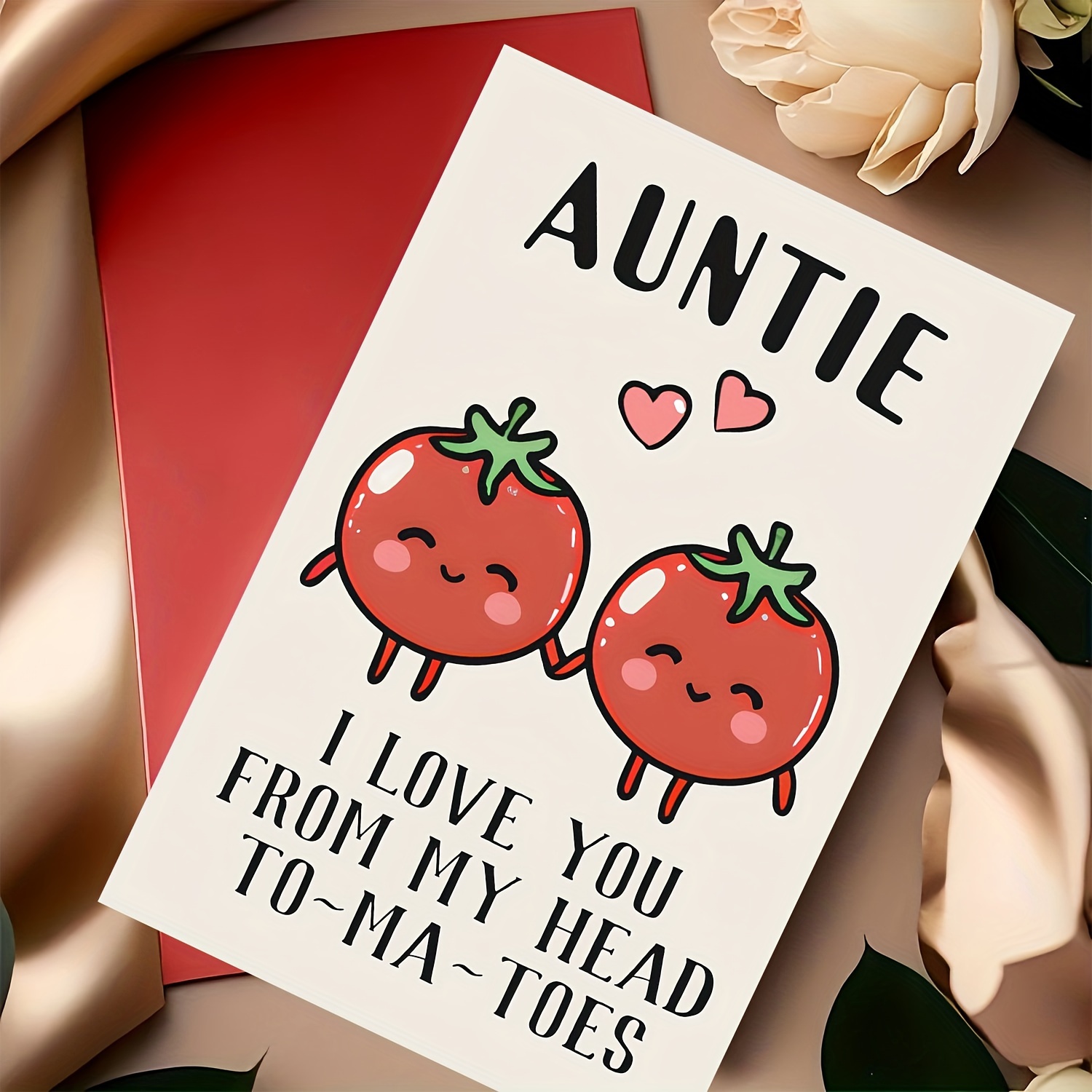 

Festive Auntie Birthday Card: Cute Tomato Twist - From Head To Toes