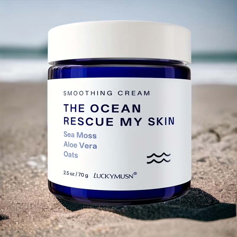 MUSN Shea Butter, Aloe Vera & Vitamin E Moisturizing Cream with Seaweed & Oatmeal - Fragrance-Free for Skin, Very Dry/Itchy/ Skin, Suitable for Men & Women, 2.5oz/70g