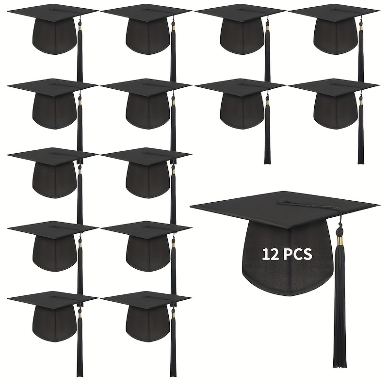 E-shop 12-teiliges Set Erwachsenen-Abschlussmützen für Bachelor, Master, Doktoranden, PhD- Abschlussfeiermützen für Halloween, Weihnachtsfeiern &