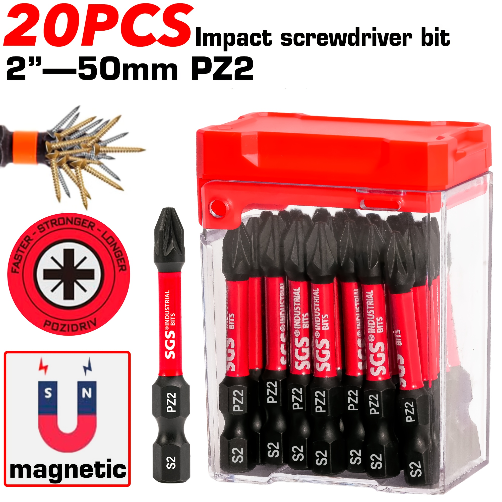 Image of 10pcs/20pcs Optional Pz2 Cross Screwdriver Bit Professional Set, 50mm Standard S2 Alloy Steel , High Torque & Wear-resistant, Strong To Prevent Screw Loss, Compatible Drills