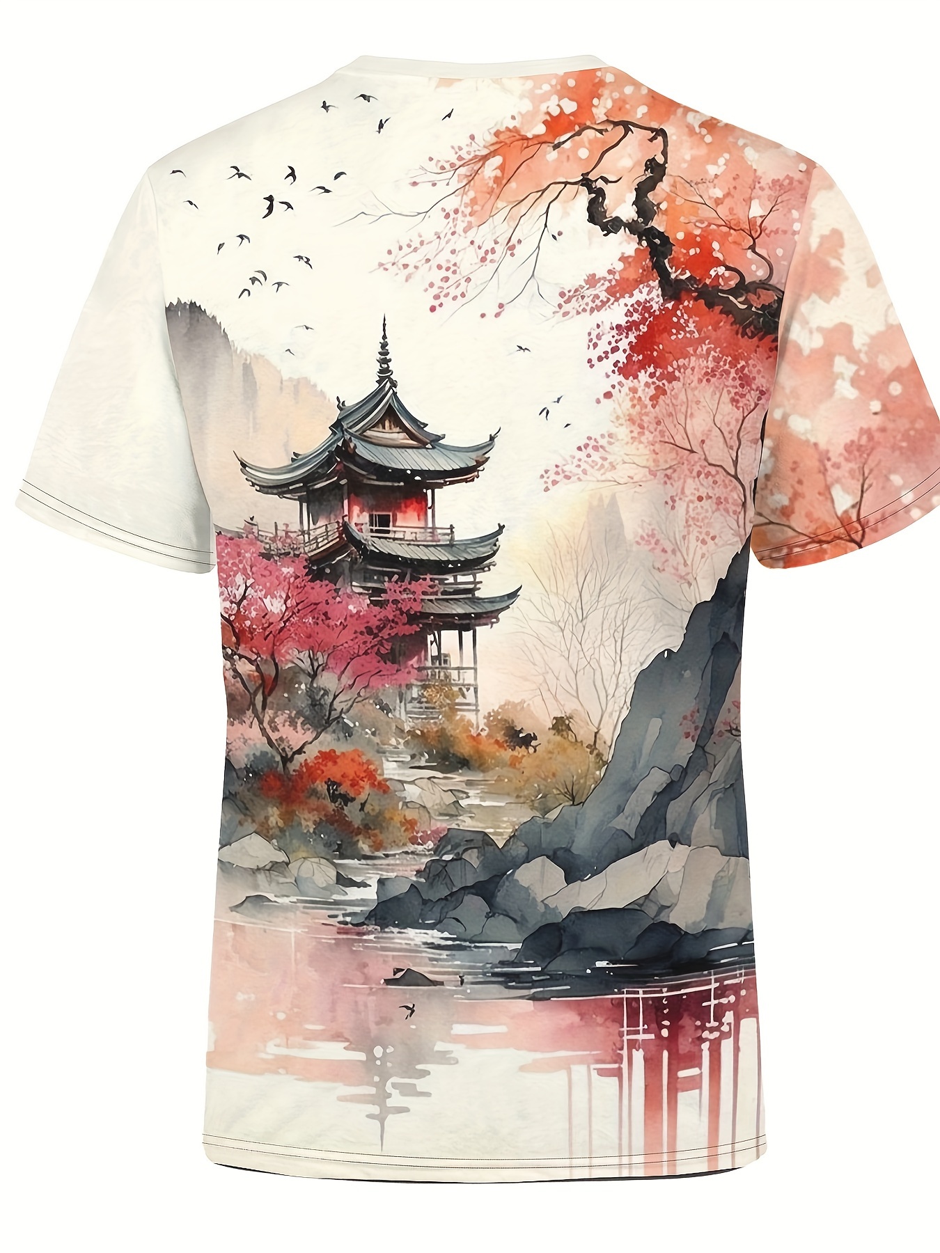 Men Japanese Cherry Blossom & Pagoda T-Shirt