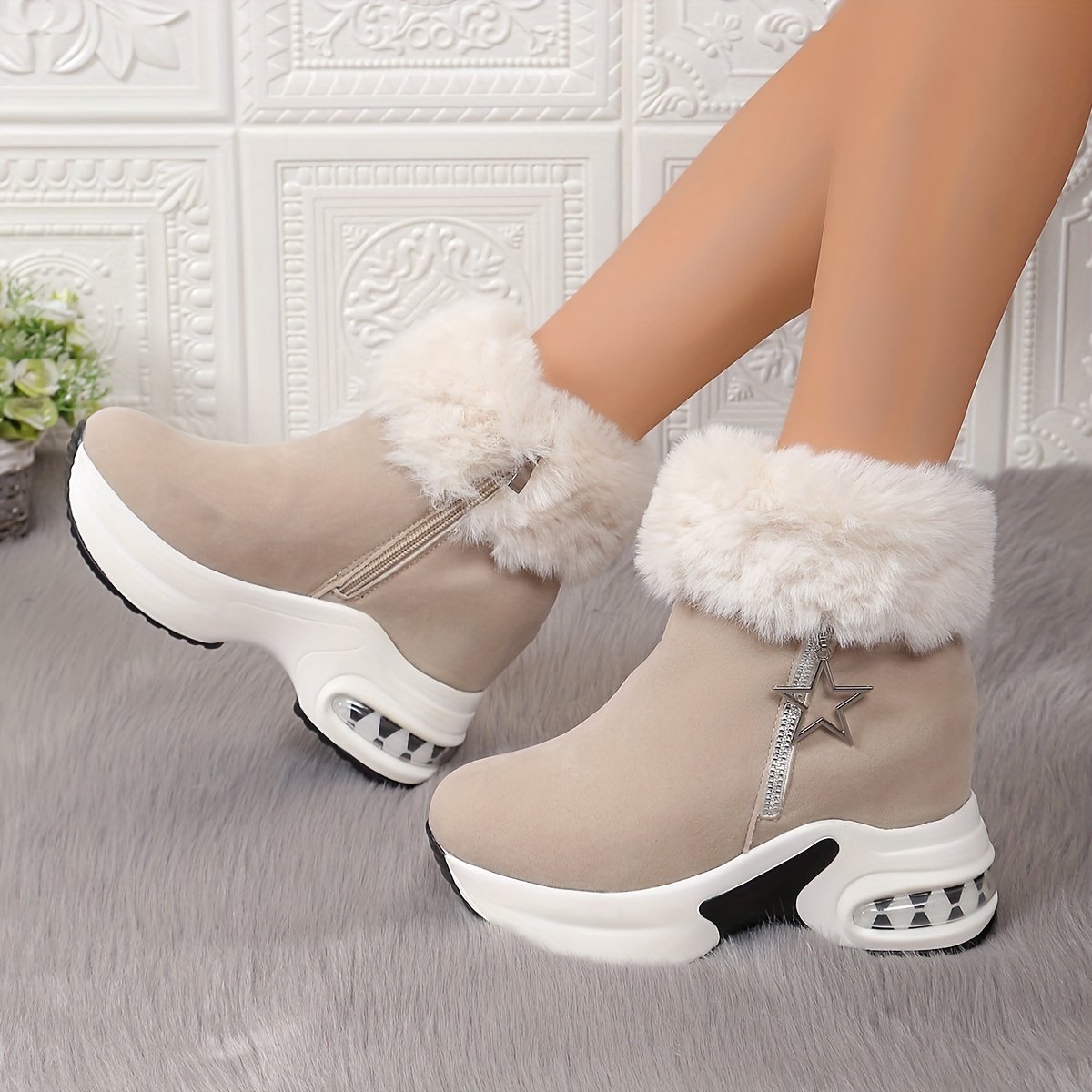 

Women's Fashion Snow Boots - Warm Plush Lining, Non-slip , Comfortable Mid-calf Winter Booties