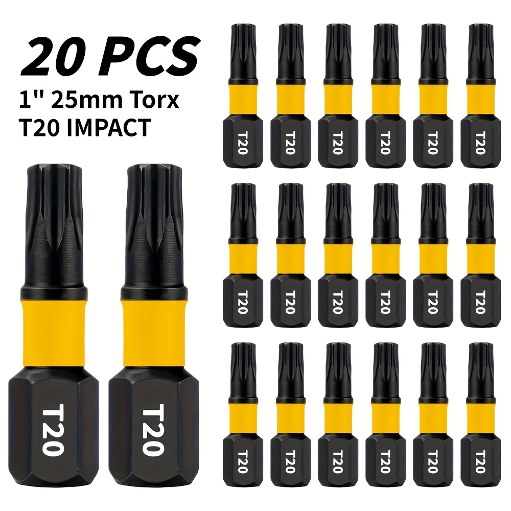 5/10/20pcs Of Torx T20 Impact Screwdriver Bits, Insert Bits, Durable Screwdriver Heads, Suitable For Plastic, Wood, And Metal Projects! - Perfect For Home, Office, Use