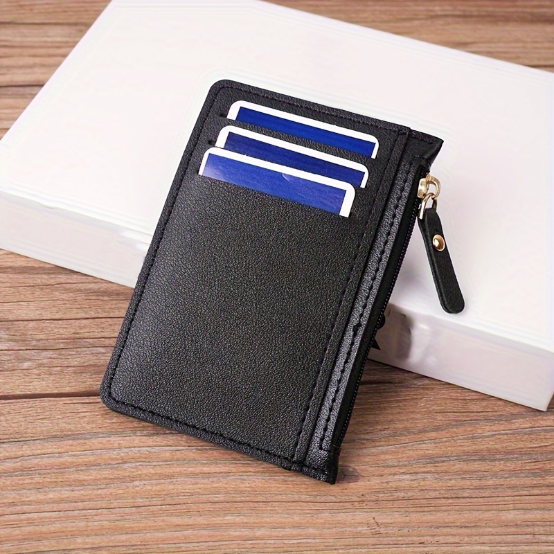Image of Men's Card Holder 8-slot Capacity Unisex Credit Card Case Lightweight Id Case With Zipper Closure Convenient Card Holder Card Sleeve Portable Card Case Coin Purse
