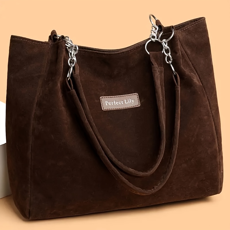 TEMU Retro Textured Women' Shoulder Tote Bag, Adjustable Strap, Large Capacity Commuter Bag, Daily Versatile Women's Bag For Work, Shopping, , And