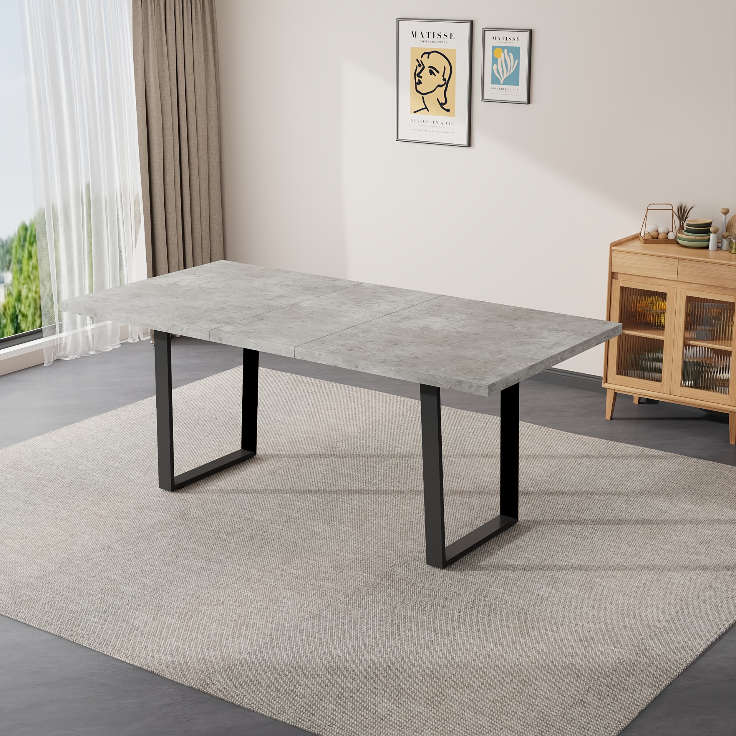 Jiexi Modern Dining Table, Can 6-8 People, Expandable Table, Gray Wooden Table Made Of Mdf Board, Lengthened 130 Cm-170 Cm, Suitable For Dining Room, Kitchen, Living Room, Meeting Room