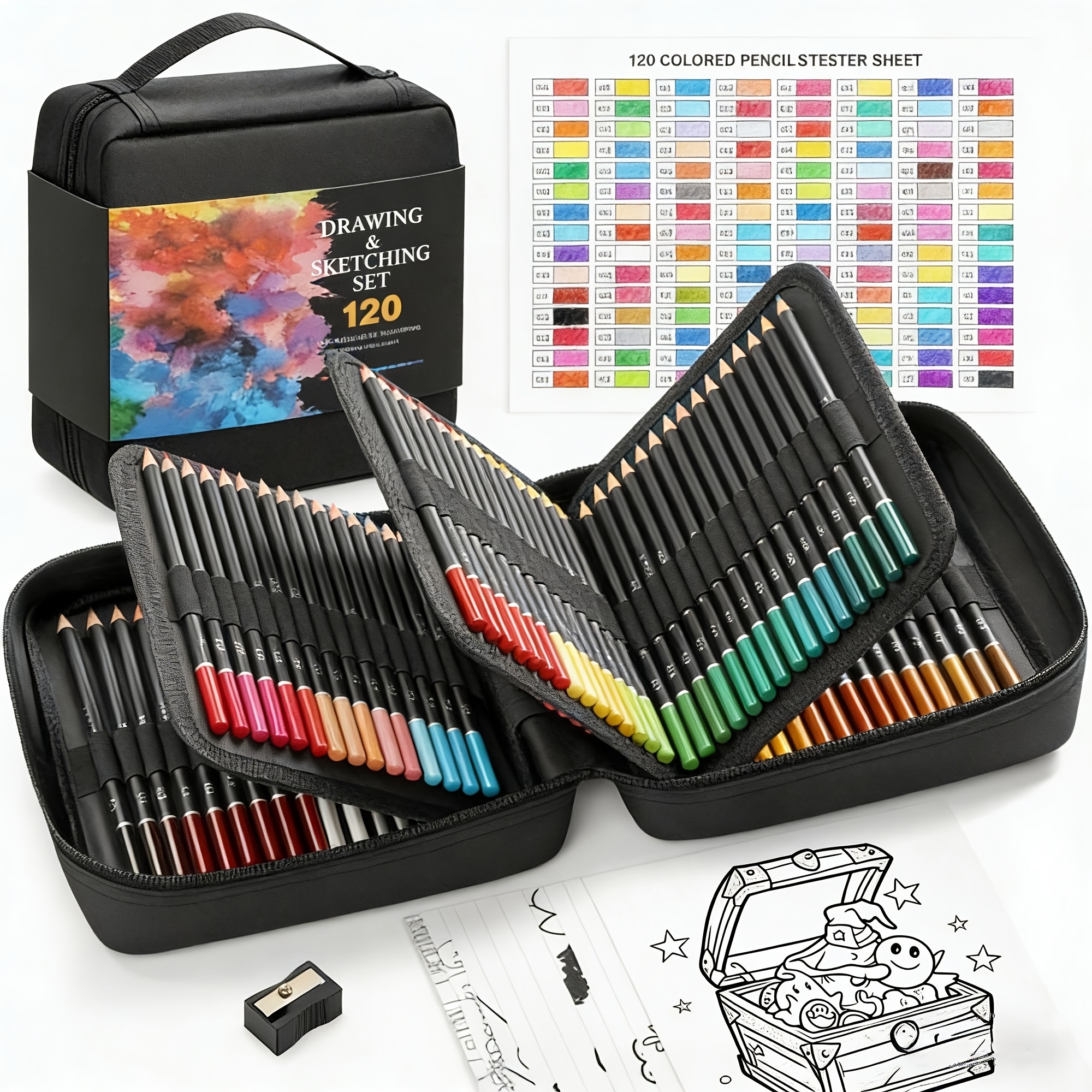 TEMU 120 Pencils Artist & Student Pencil Case Set - Huge Capacity Holder For School, Travel & Storage By Little - Black Friday & Christmas Deal - Idea