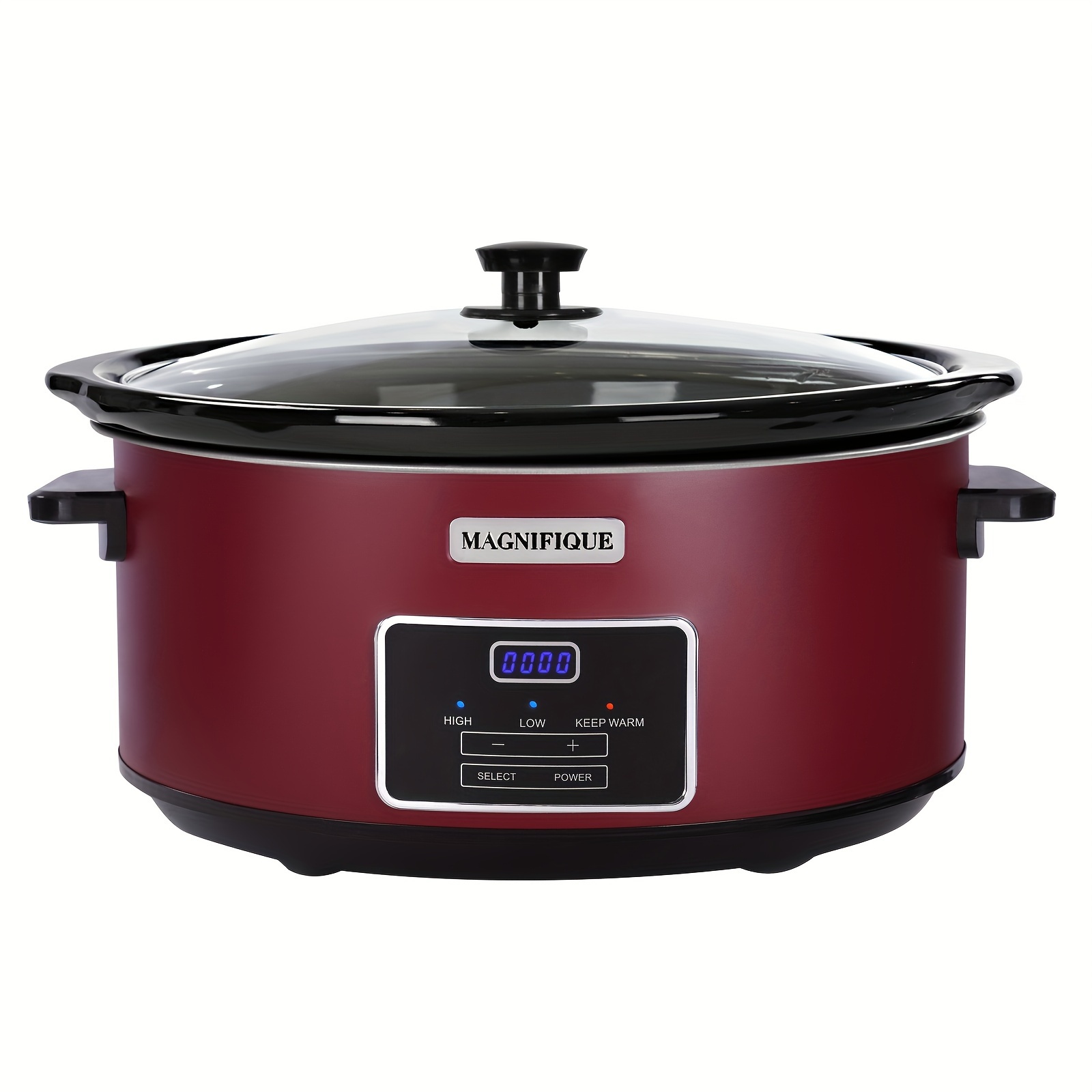 

1pc, Magnifique 8 Quart Slow Cooker Oval Manual Pot Food Warmer With 3 Cooking Settings, Red Stainless Steel pot, Kitchen Supplies