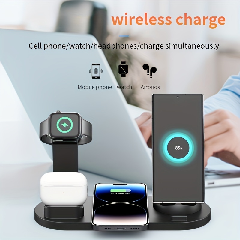 fast wireless charger with usb type c fast wireless charger station stand dock compatible with iphone 15 to 8 for iwatch series 9 to 2 for     for office home use details 2