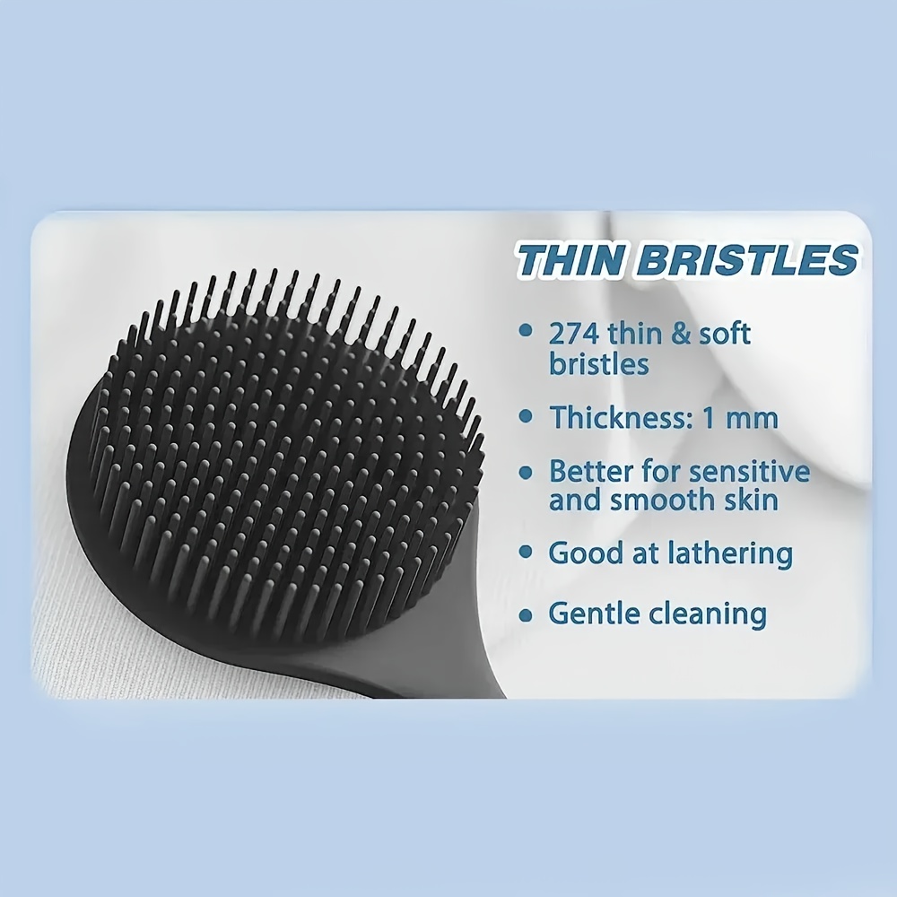 1pc dual sided silicone bath brush with long handle exfoliating massage body scrubber for deep cleaning gentle beige care ergonomic shower tool for back men women durable silicone black exfoliation scrubber textured scrubbing     material back scrubber   design hygienic material   routine Product details 4