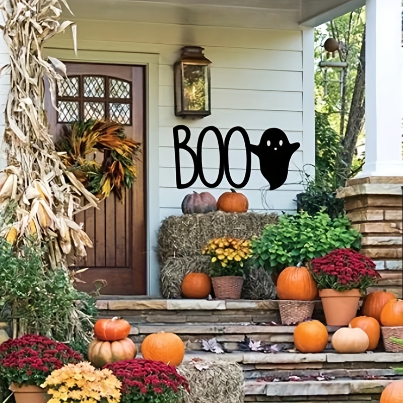 

Boo Ghost Wooden - Boho Style Autumn Porch Decor, Wall-mounted Door Hanging