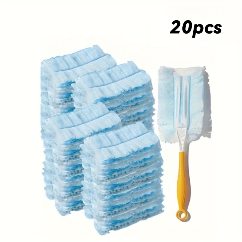 TEMU 20pcs   1 Handle High-density Microfiber Replacement Pad Set, Electrostatic Dust-absorbing Replacement Pads, Suitable For Lightning Dust Magnet,