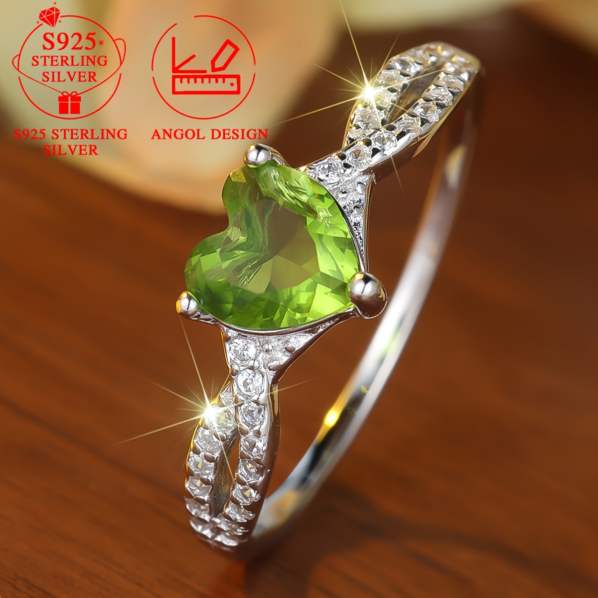S925 925 Silver Heart-Shaped Crossover Ring for Teenagers