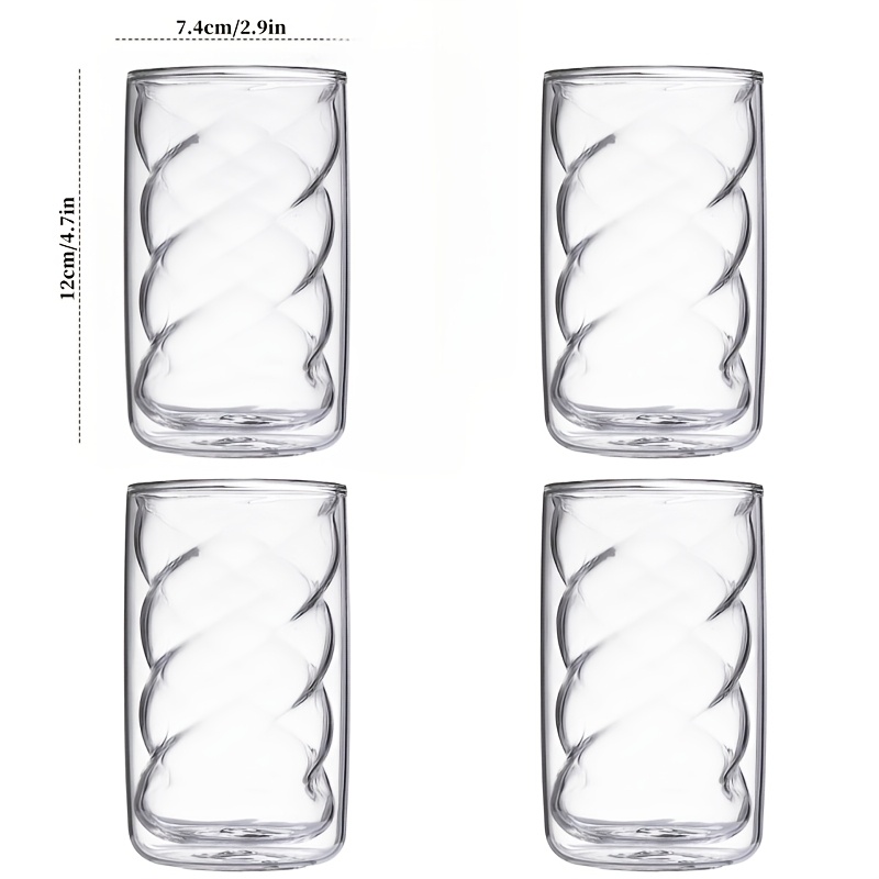 TEMU 4pcs Double-layer Insulated Glass Coffee Cups, Heat-resistant Glassware Suitable For Coffee, Tea, Juice, Milk - Elegant Glass Cups, Suitable For