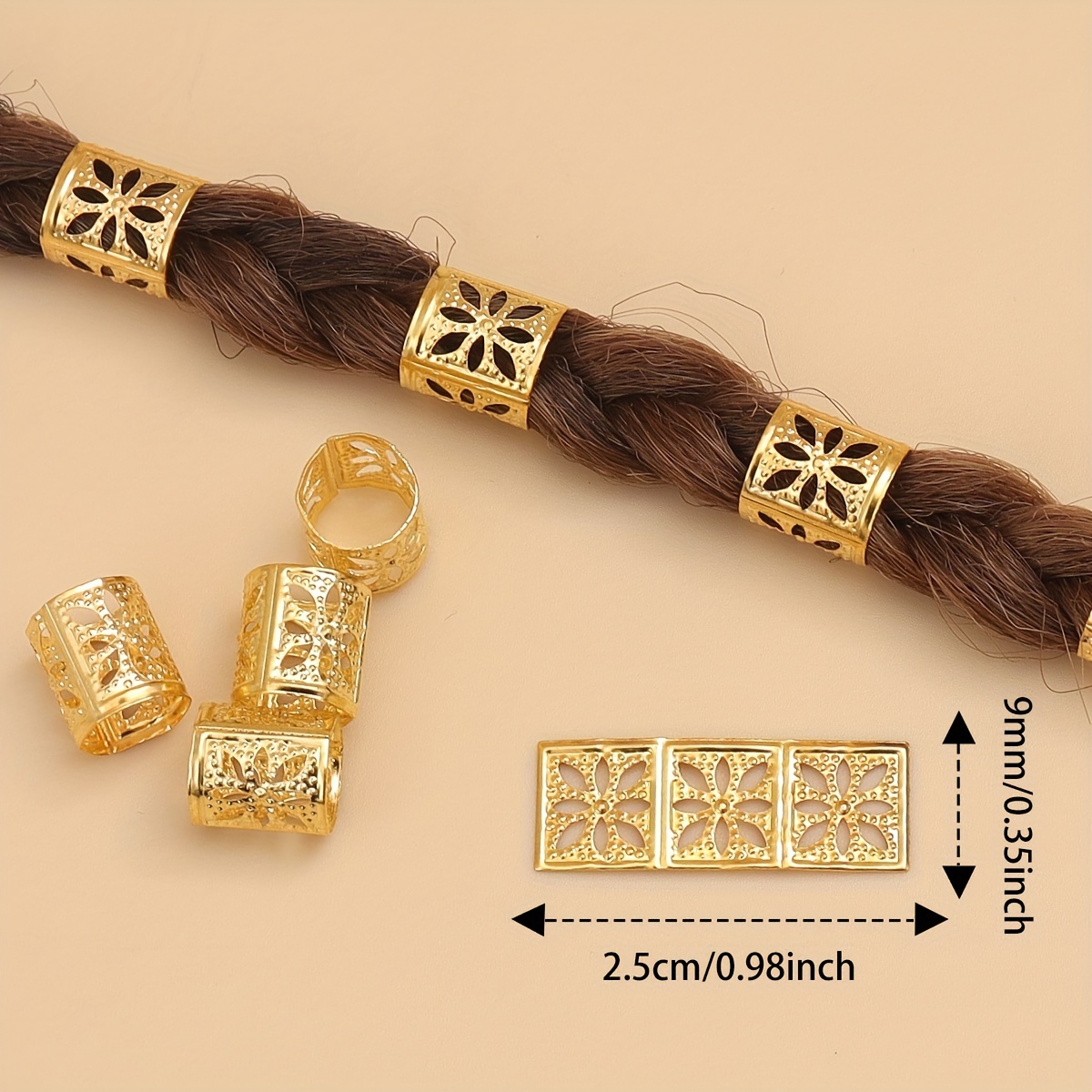 Image of 50pcs Hollow Out Hair Ring,dreadlocks Beads Hair Braid Rings Clips Dread Locks Hair Braiding Metal Cuffs Decoration/accessories