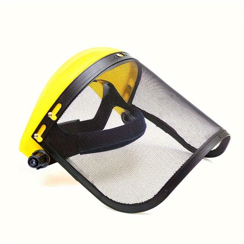 

1pc Safety Face Shield With Mesh Visor, Full Protection Guard For Motor Saw Helmet, Cutting Cap, Gardening, Splash Protective Gear, Adjustable Plastic Headgear