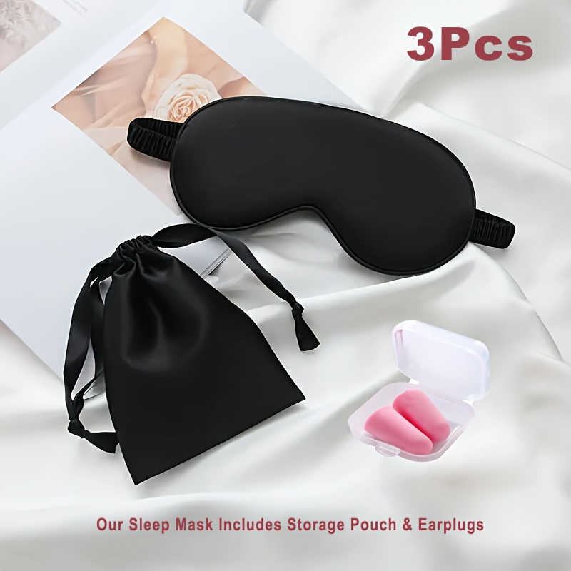 TEMU Blackout Sleep Masks For - 0 Eye Pressure Eye Mask For Sleeping - Mask Includes Storage Pouch & Earplugs For Sleeping, Nap, Travel Camping