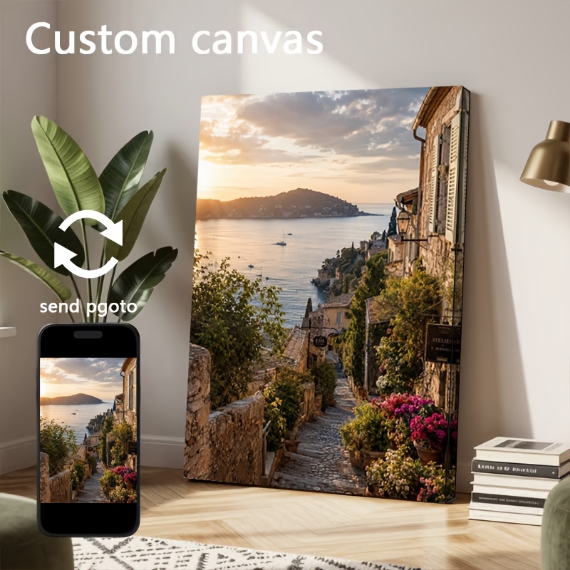 TEMU 2d Flat, 2d Flat, Your Photo To Customize A Framed Canvas Print, In Multiple Sizes Of Personalized Framed Canvas Prints - Personalized Wall Art