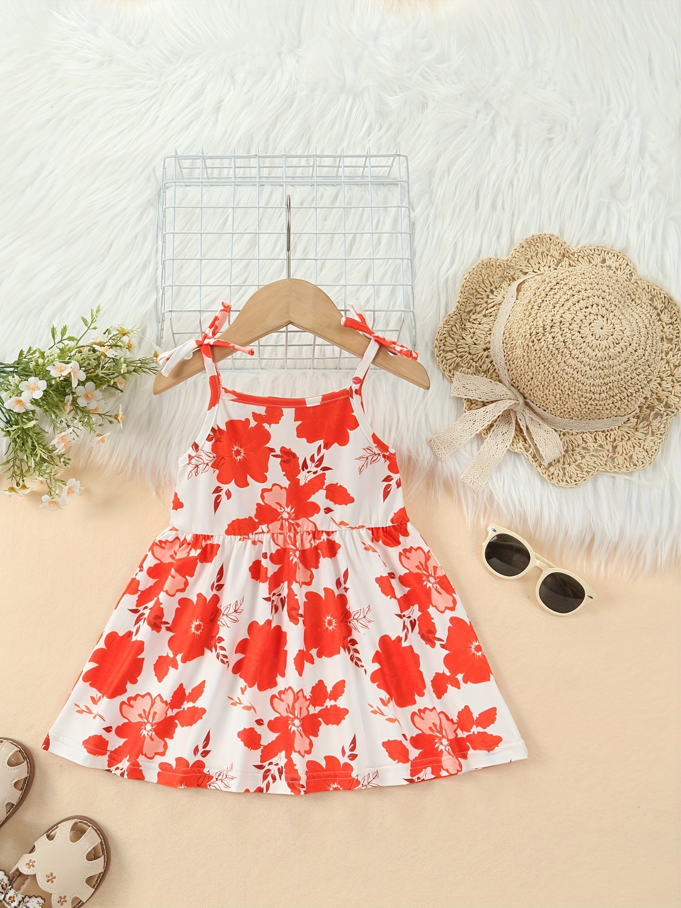 Toddler Girl Bowknot Button Design Cut Out Solid Color Cami Dress