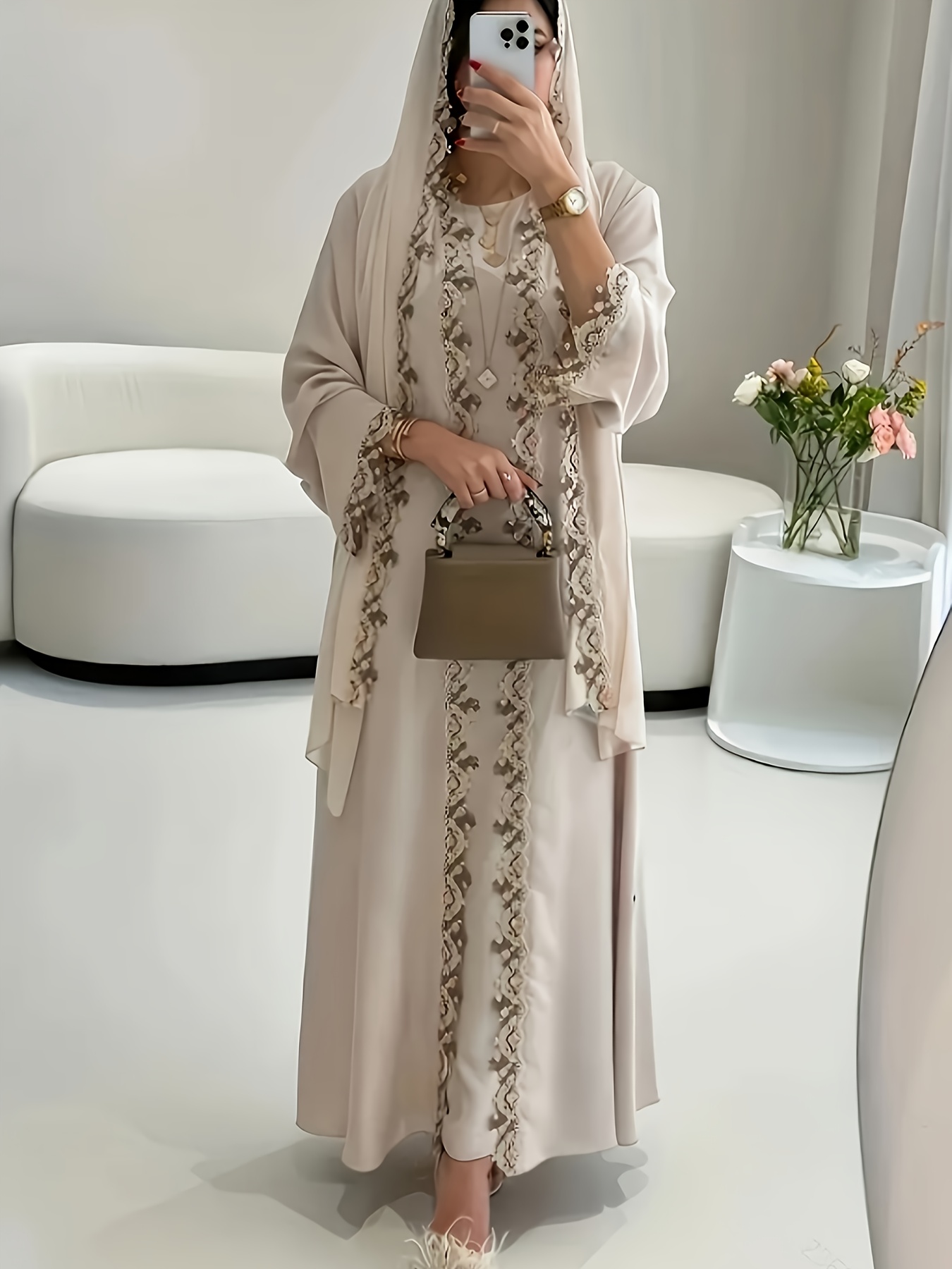 middle eastern traditional   solid   ribbon womens robe dj0616103