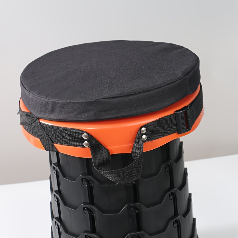 

Outdoor Portable Folding Stool Cushion - 1pc, Black Oxford Cloth Seat Pad For Telescopic Chairs With Dual Fixing Points