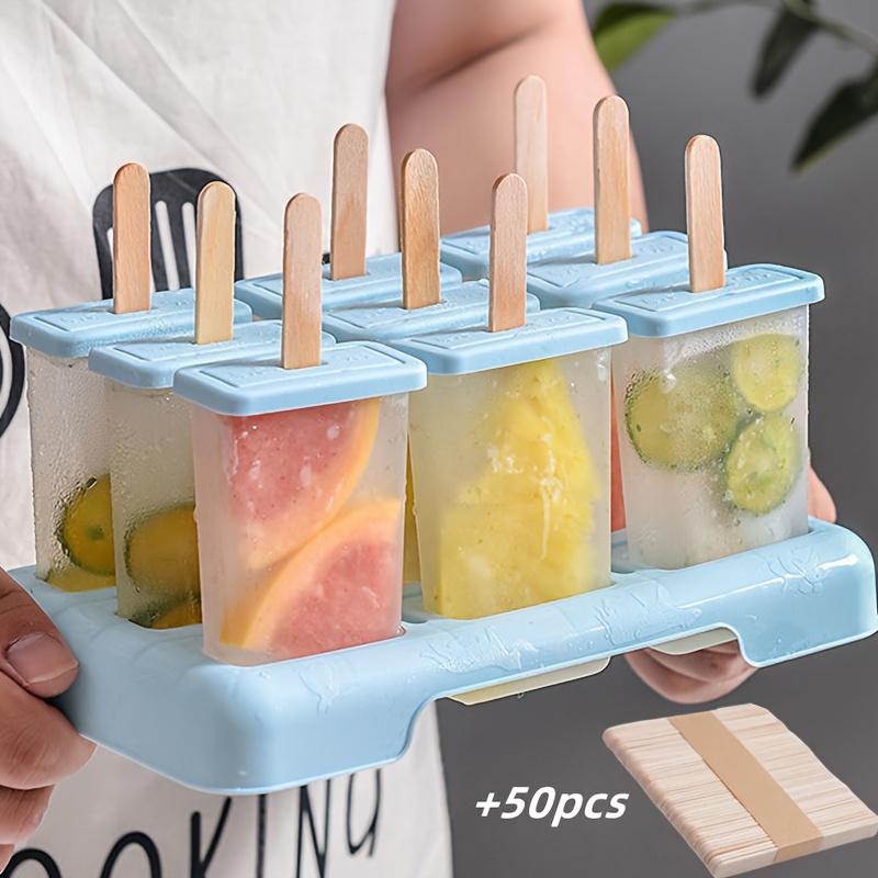 

9pcs Popsicle Mold +50 Sticks Home Popsicle Mold Homemade Ice Cream Model With Homemade Popsicle Ice Cream Powder Popsicle Ice Cube Mold