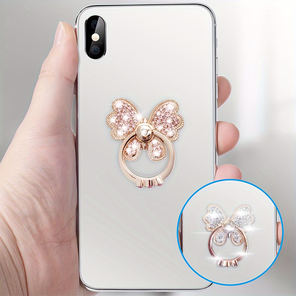 

Luxury Glitter Butterfly Finger Stand: Secure Grip For Your Phone - Anti-drop, Anti-theft, Anti-slip, And Anti-snatch