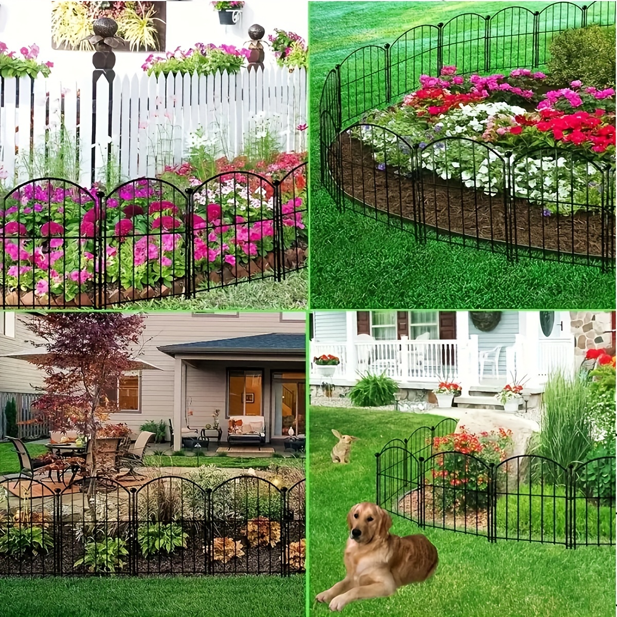 

10-pack Metal Garden Fence Panels - Decorative Landscape Edging Border, Rustproof Animal Pet Barrier For Garden, Yard, Patio Outdoor Decor