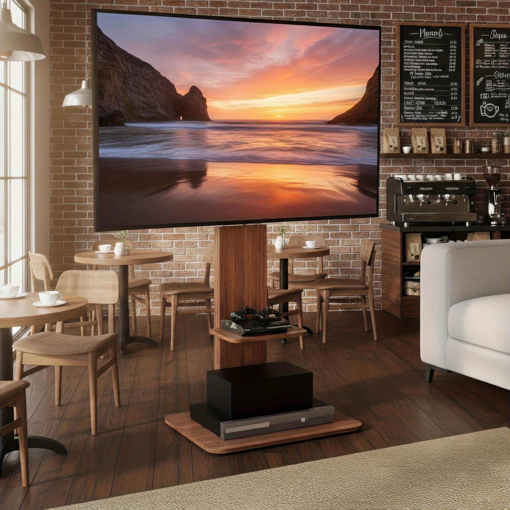 Heavy Duty Floor Tv Stand For 32-65 Inch Large Tvs Up To 88 Lbs, Tall Tv Stand With Height Adjustable Mount, Tv Mount Stand With Large Storage Shelf And Wooden Base