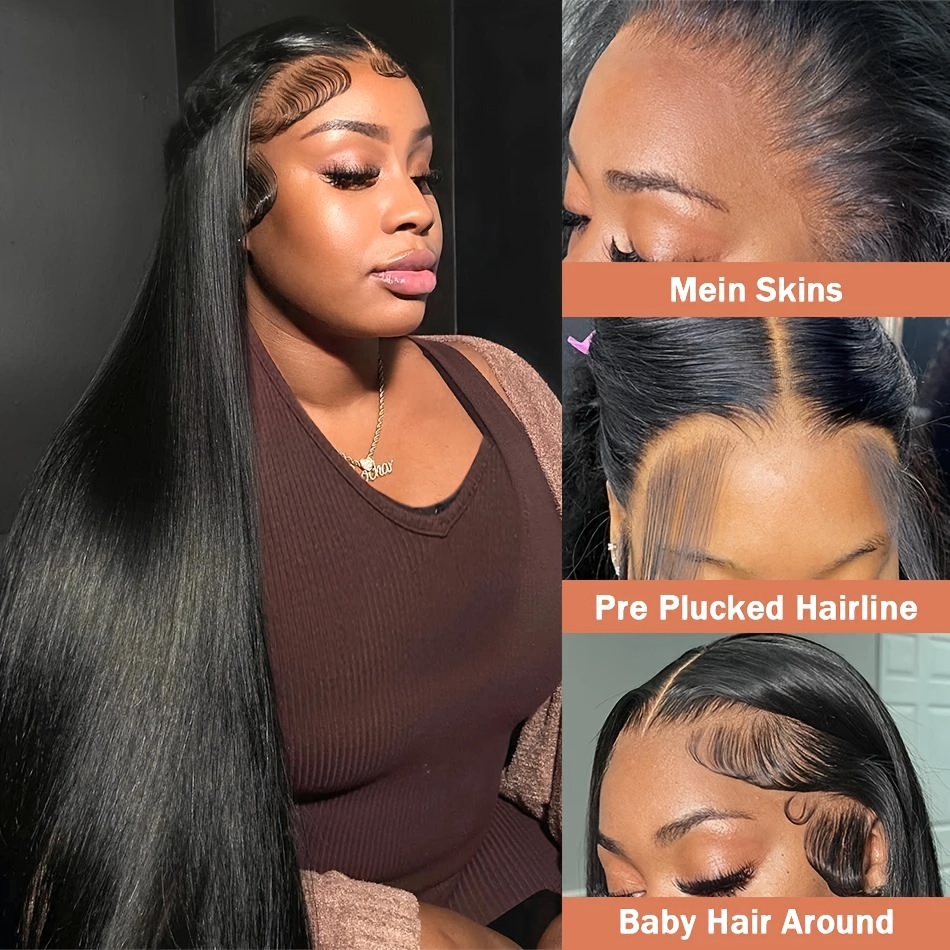 13x6 Bone Straight Lace Front Wigs Human Hair 16-34 Inch 13x6 Pre 