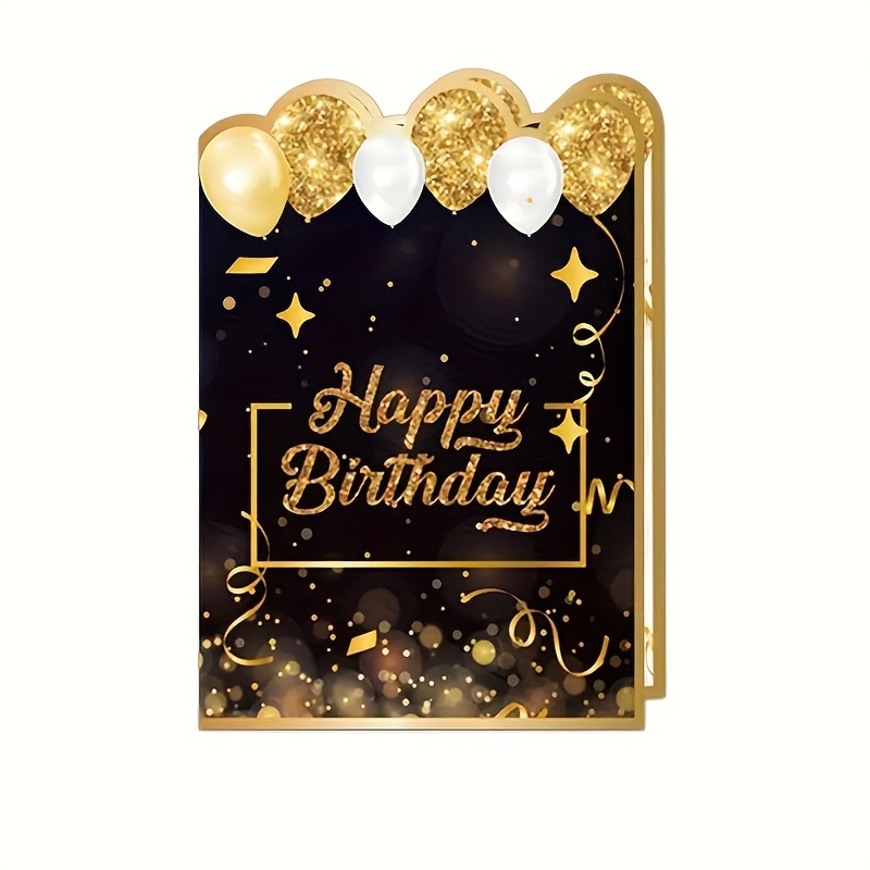 TEMU Large Birthday Greeting Card And Gold Birthday Greeting Card Can Write Congratulations Suitable For Any Birthday Party Message .89inx15.75in