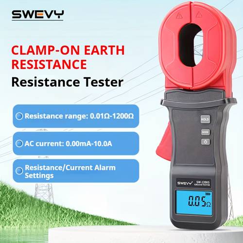 swevys sw200s sw500s and sw1200s are clamp type ground testers featuring an lcd backlight digital meter clamp meters are designed for measurements with ranges of 0 01 200