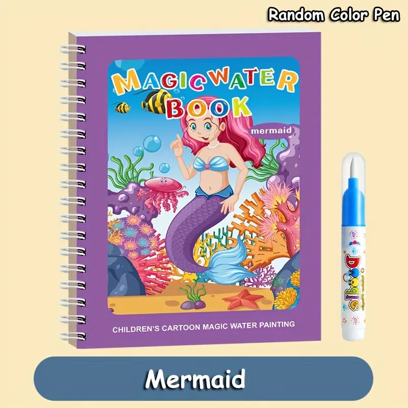 reusable watercolor activity book with waterproof design double sided pages pen educational magic drawing book reusable water painting book vibrant illustrations ideal gift for Product details 5