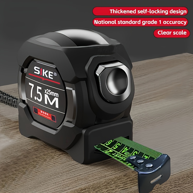 fluorescent steel tape measure heavy duty thickened retractable with self locking design laser engraved     case high contrast dark mode for easy visibility in low light environments essential tool for construction sites and home use must have for carpenters and  