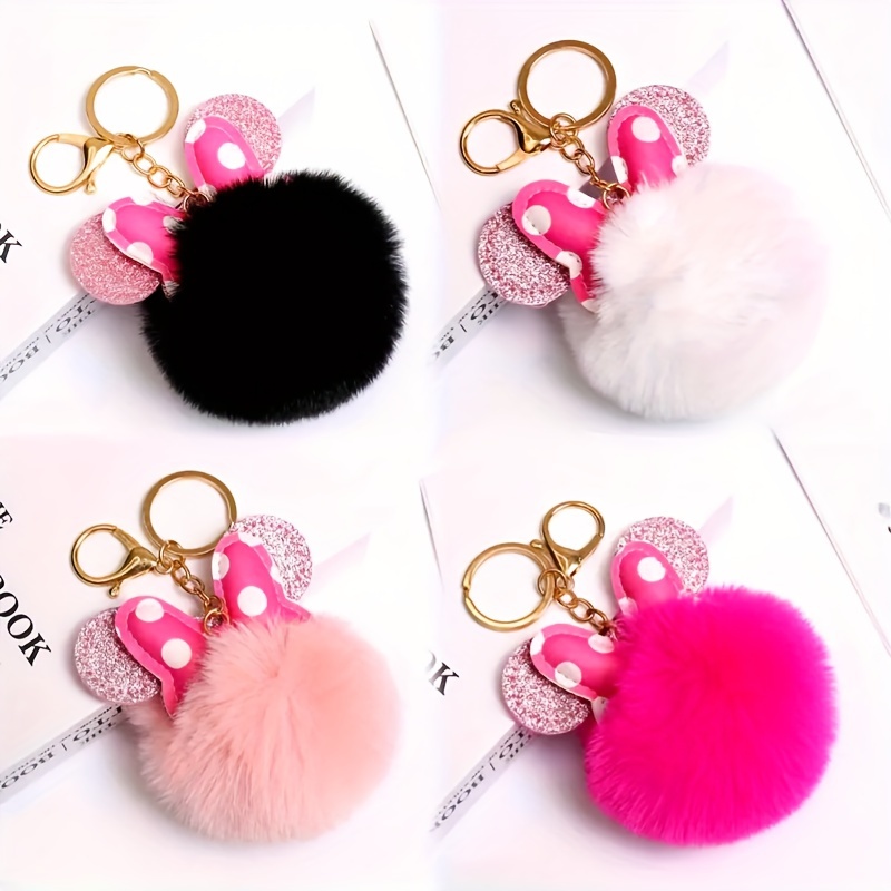 

1/4 Bow Pom Pom Keychain And , Fluffy Pom Pom Keychain For Handbags, Backpacks, Wristband - Materials