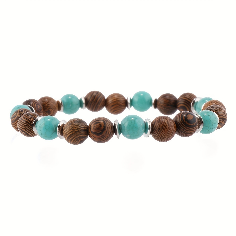 6pcs Retro PU Leather Beaded Bracelets Set for Men