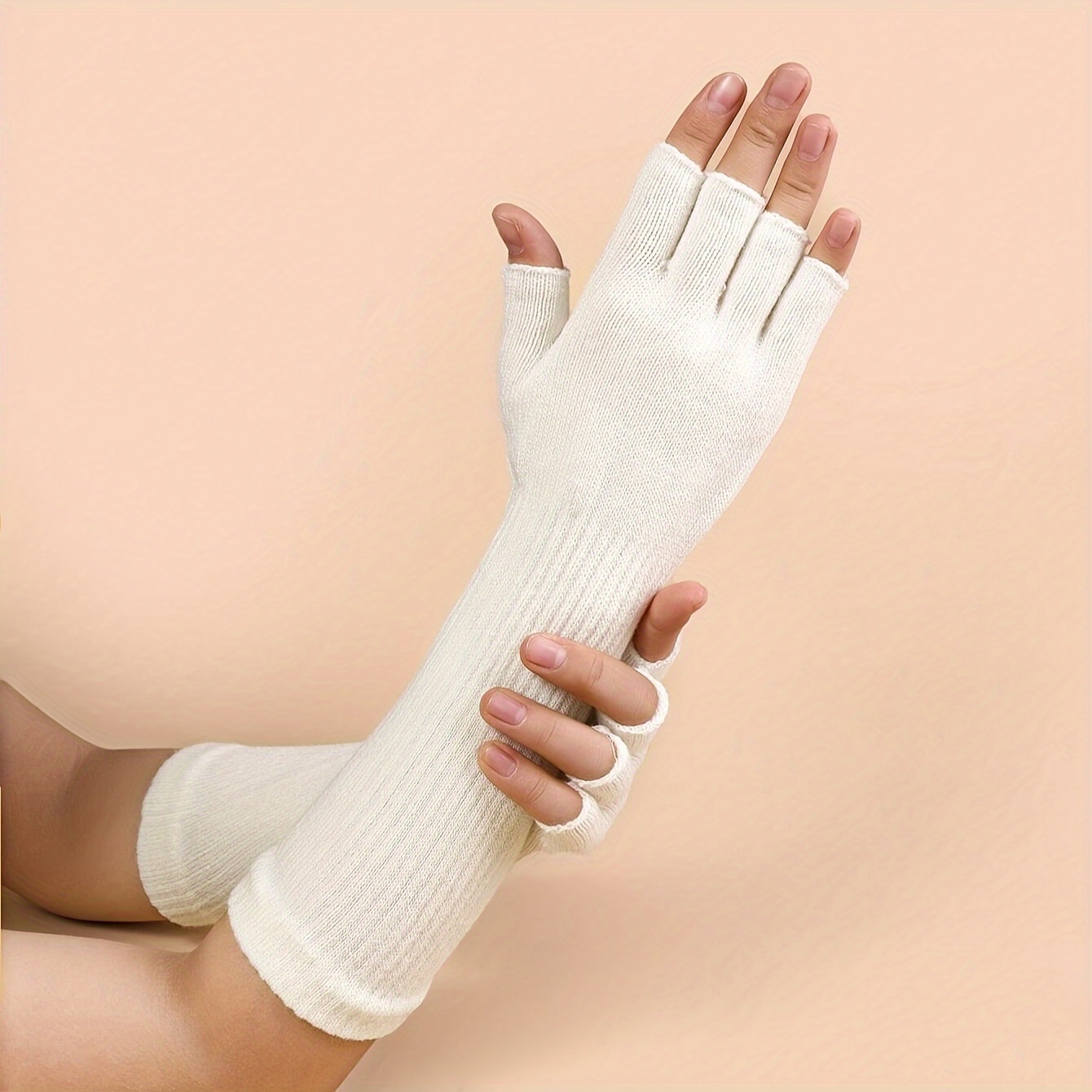 Buy 4 Pairs Women Knit Arm Warmer Long Fingerless Gloves