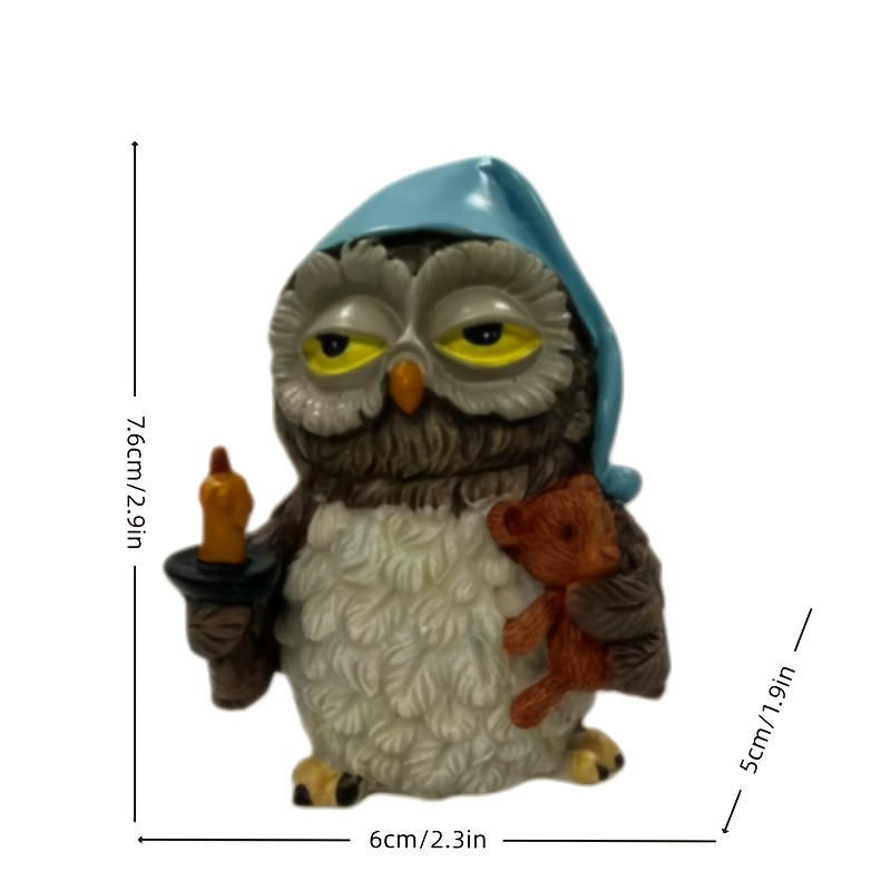 Image of 1pc Hand-painted Resin Owl Figurine - Cute Suitable For Home Decor, Hand-painted Suitable For, Room, Desk Or Shelf Display, / Resin Owl Ornament, No Power Required, Decoration For Bedroom & Study Desk