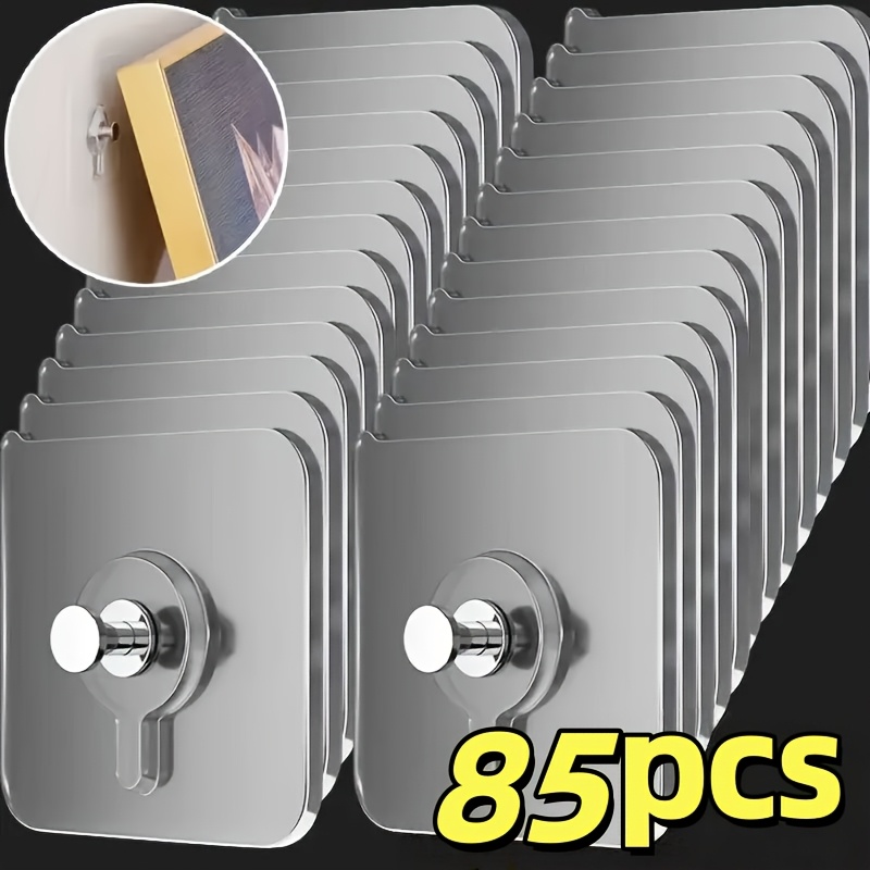 E-shop 85 Stück robuste Wandhaken ohne Bohren | Wasserdicht für Bad und Küche, starke Kleberückseite, beschädigungsfreie Installation und Entfernung,