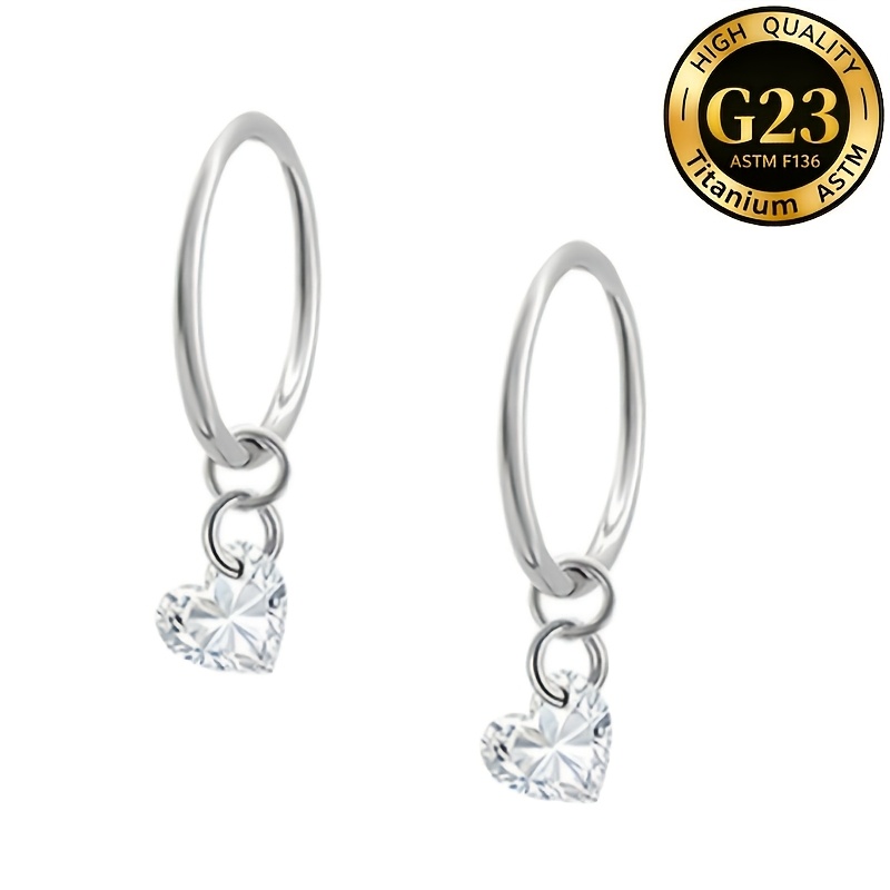 Women's Heart-shaped Drop Nose Ring with Hypoallergenic Clasp