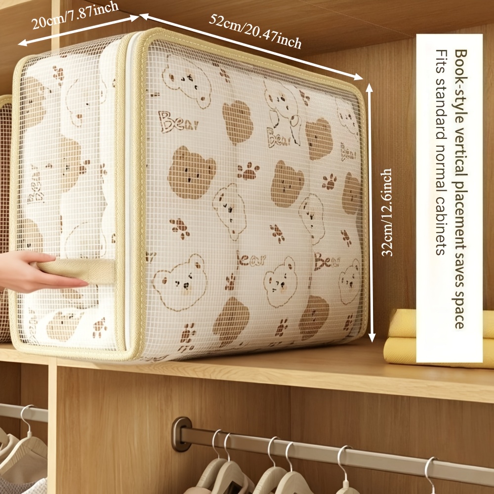 TEMU Große Aufbewahrungsbox für Kleidung, Kleiderschrank, Decken-Organizer, stapelbar mit Griff, für Schlafzimmer, Saisonale Bettdecken und Pullover,