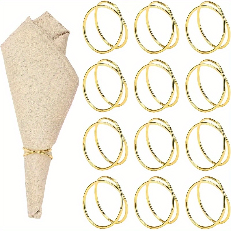 

Elegant 12pcs Set Of Polished Metal Napkin Rings - Weddings & Parties, Solid