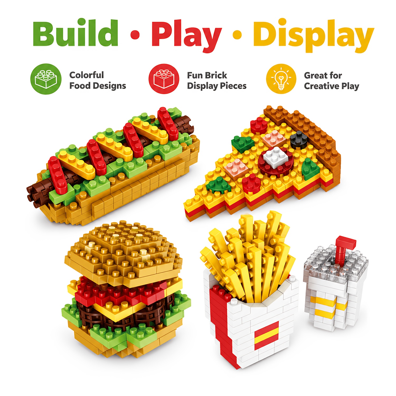 4pcs Set of Food, Dessert, and Snack Series Building Blocks