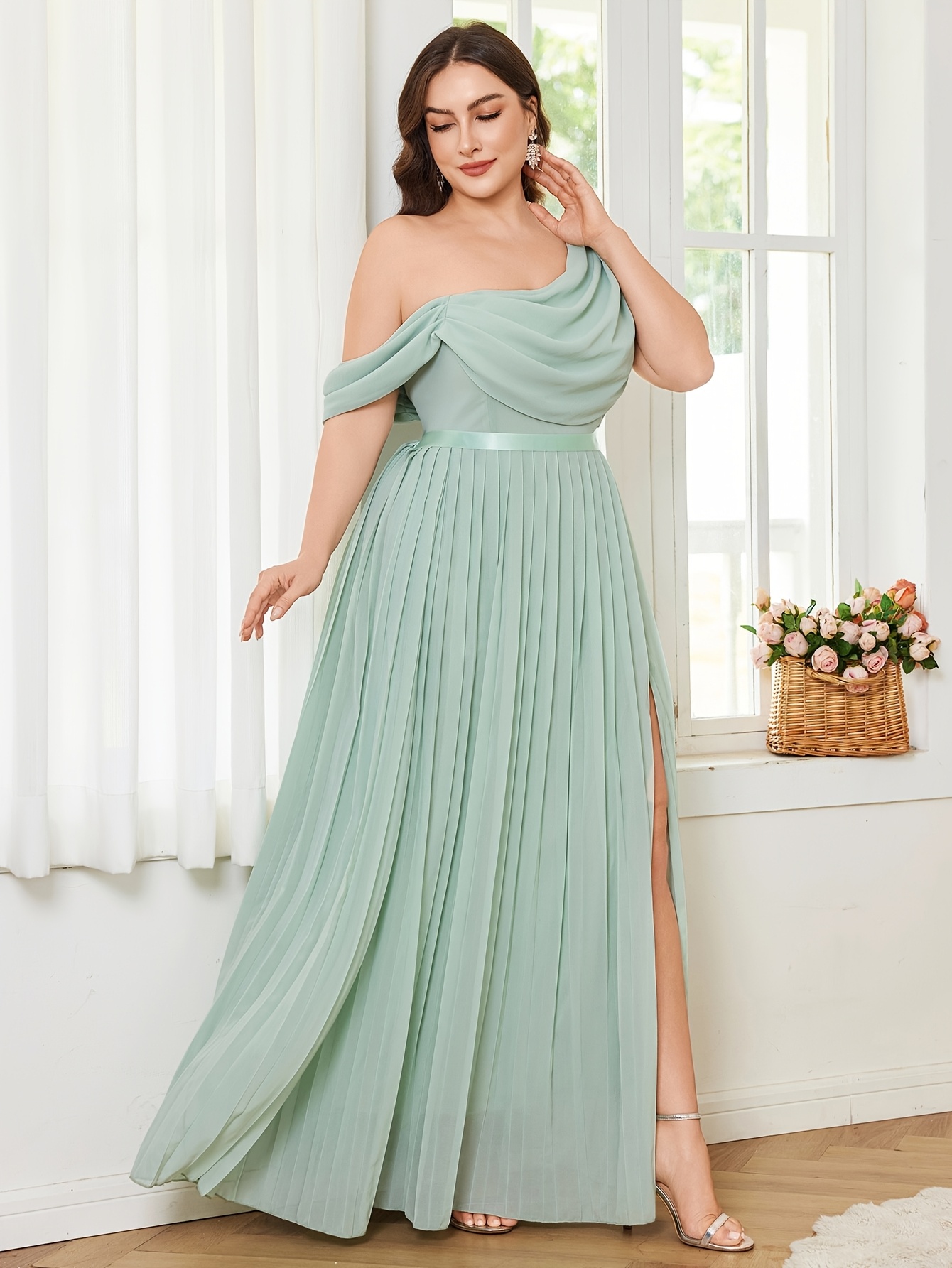 plus size elegant fashion chiffon peplum dress asymmetrical - Temu Mauritius