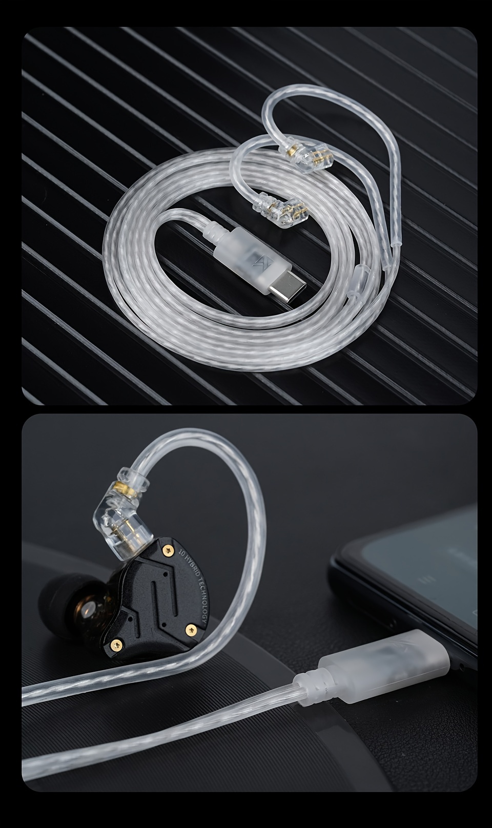 kz type plated wire type c data cable oxygen free copper dual pin plug hifi earphone cable Product details 11