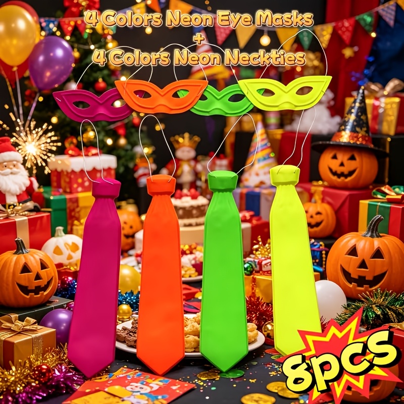 Glow in The Dark Mask Goggles and Tie Set, Halloween Costume