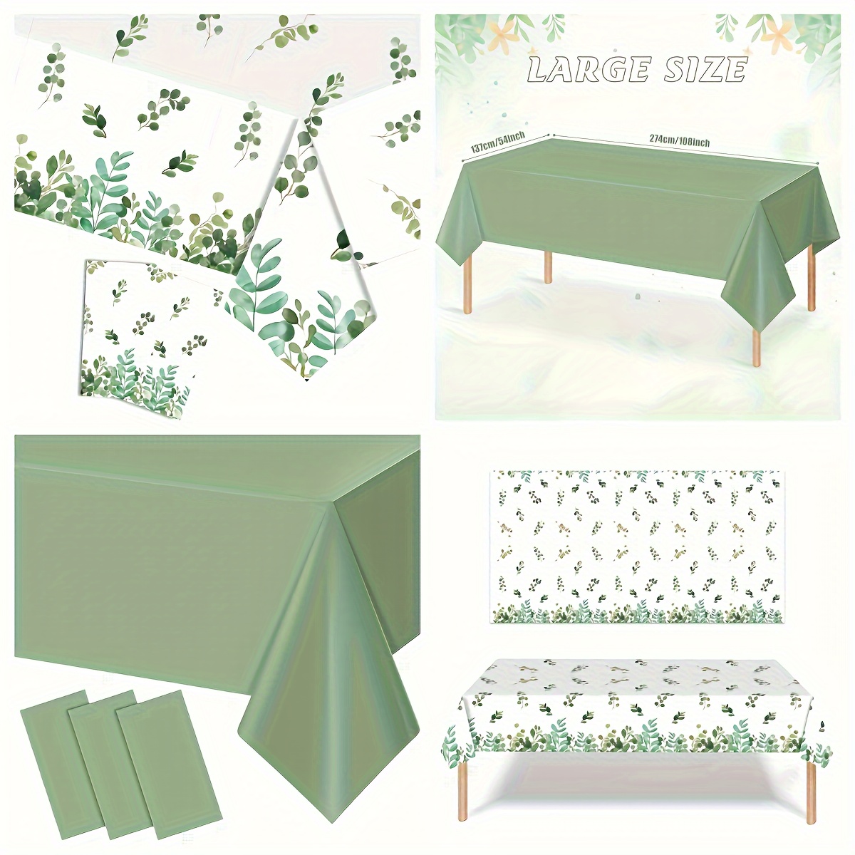 

Eucalyptus & Sage Green Disposable Tablecloth - Perfect For Baby Showers, Jungle Themes, Birthdays & Weddings