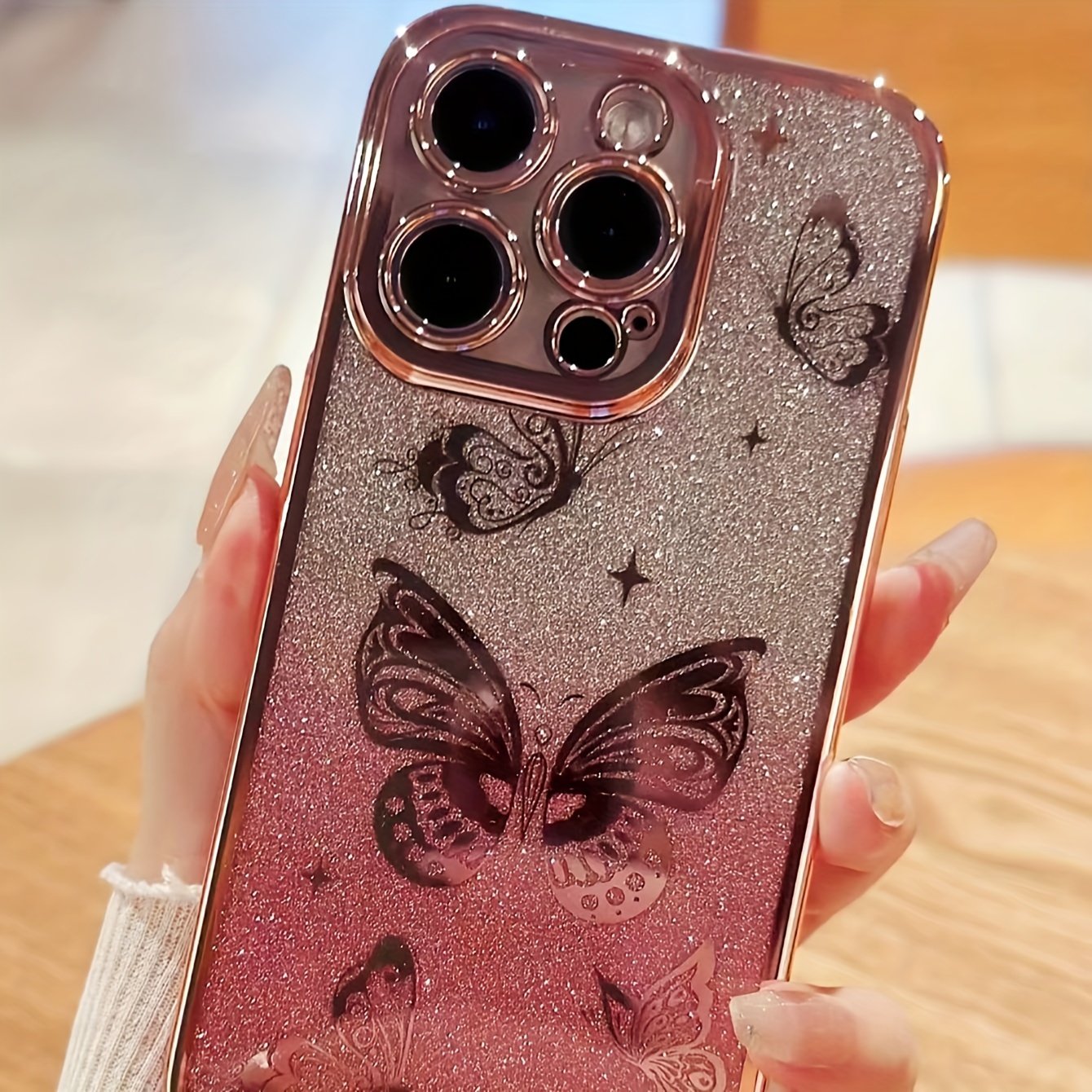 tpu luxury electroplating butterfly elegant creative mobile phone case is suitable for iphone11 13 13promax e14promax 15promax details 1